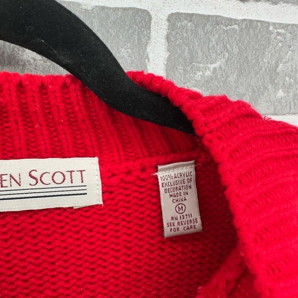 Karen Scott Vintage  Sweater Size M Pullover Crewneck Red Scottie Dog - Picture 8 of 10